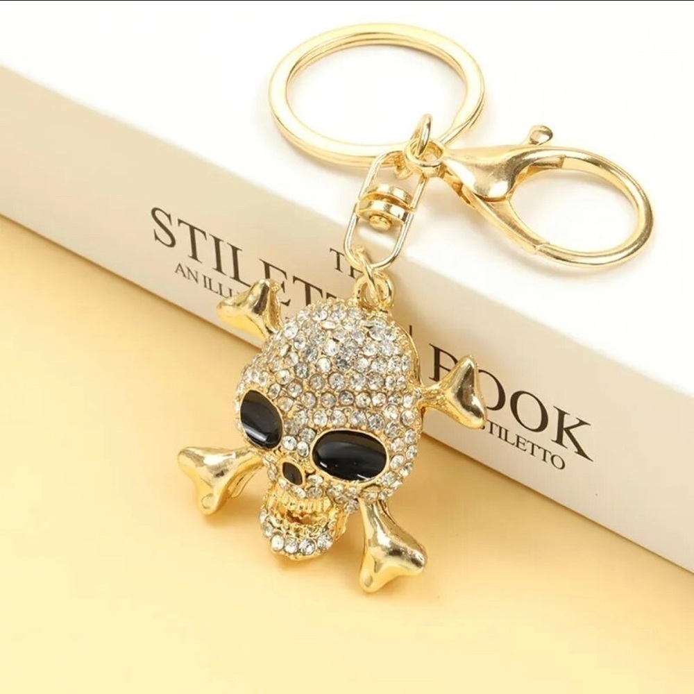 Skull and Crossbones ☠️ Crystal Keychain/ Bag Charm